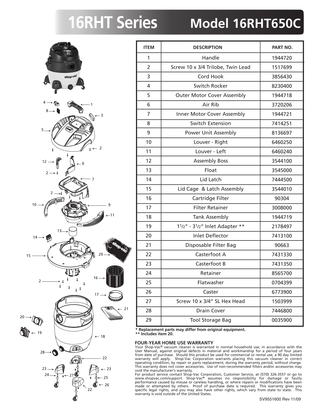 Shop-Vac 16RHT650C User Manual