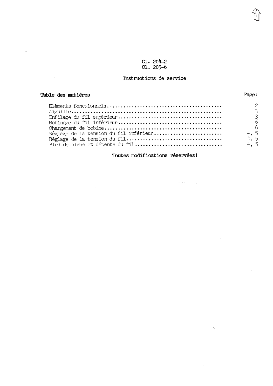 Adler 204-2, 205-6 Operating Instructions