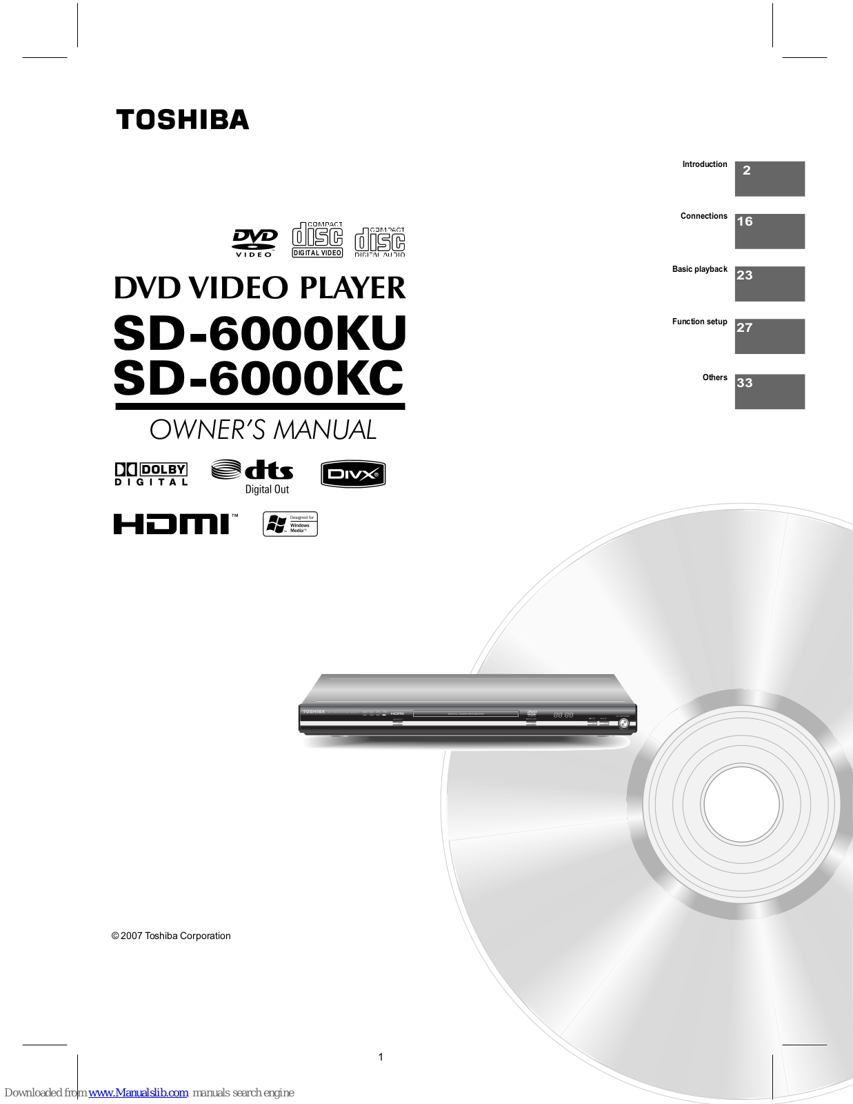 Toshiba SD-6000KC Owner's Manual