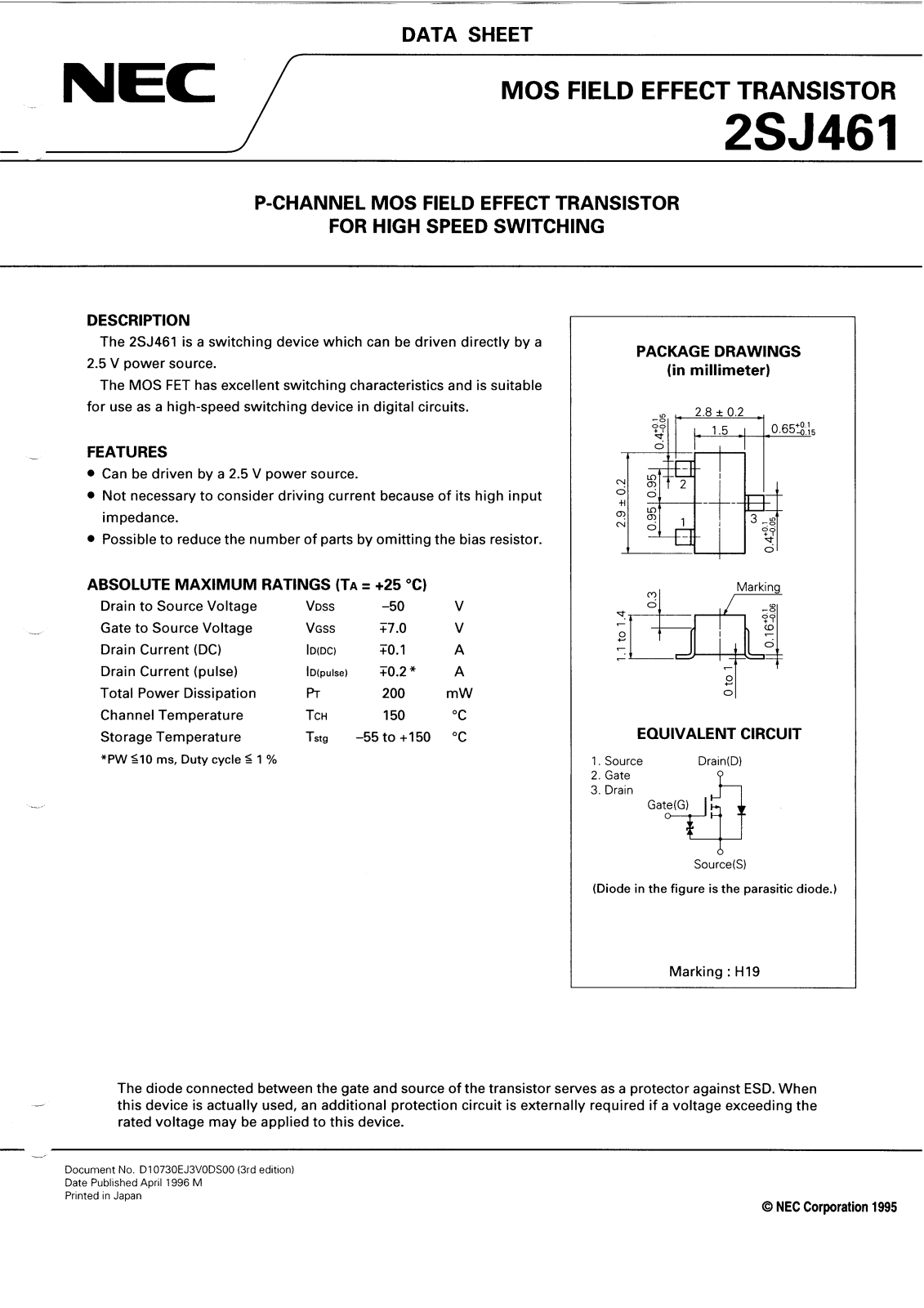 NEC 2SJ461 Datasheet