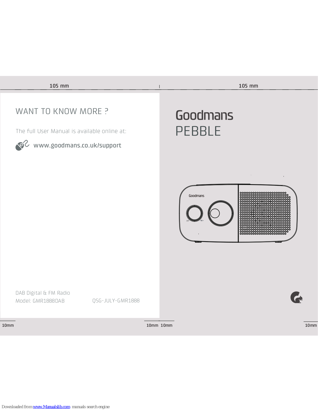 Goodmans PEBBLE v, GMR1888DAB, PEBBLE User Manual