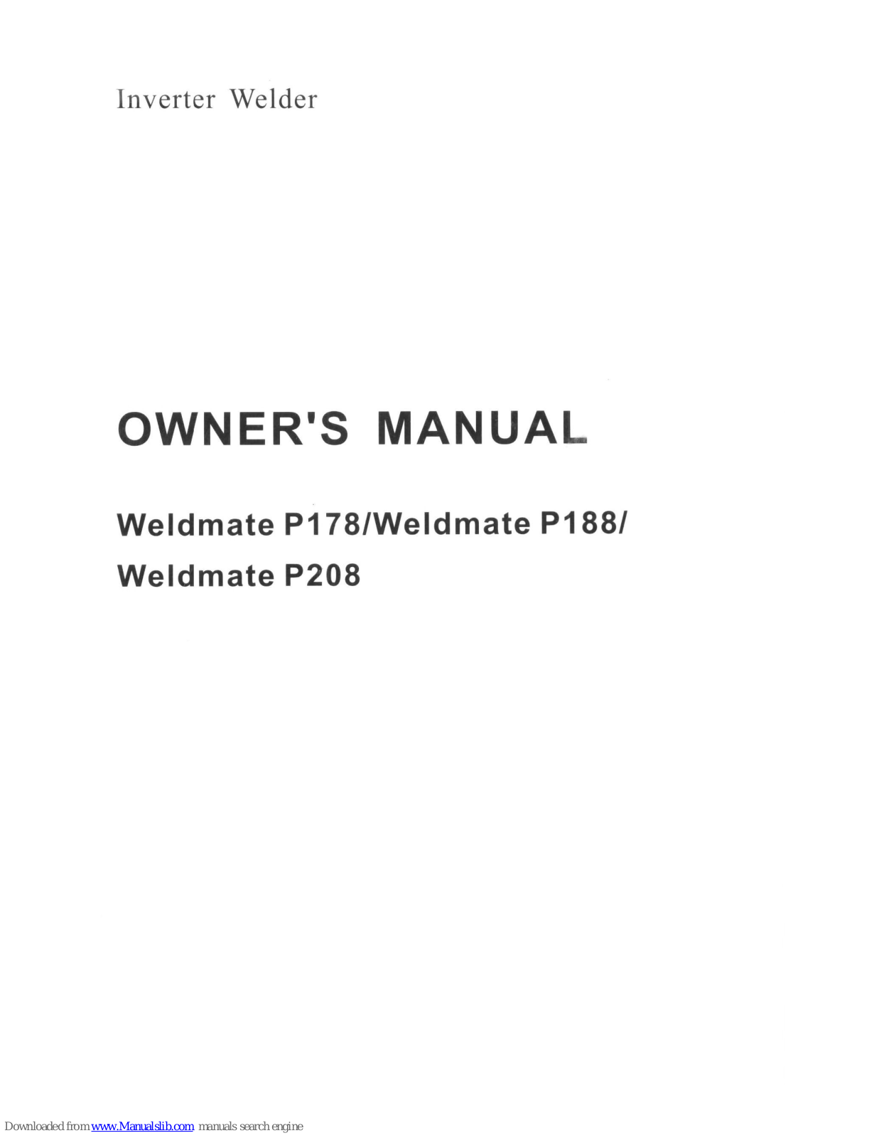 Champion Power Equipment WeldMate P178, WeldMate P188, WeldMate P208 Owner's Manual