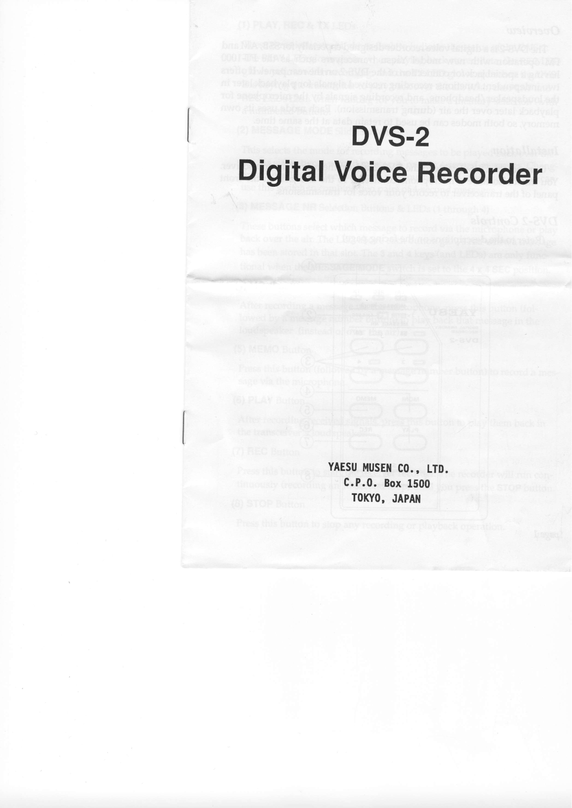 Yaesu DVS-2 User guide - ManualMachine.com