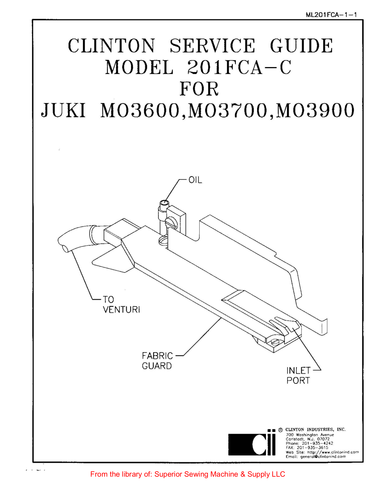 Juki 201FCA For Juki MO3900 User Manual