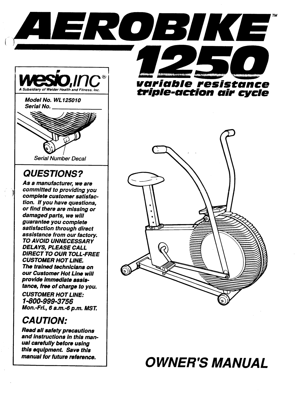 Weslo WL076021, WL125010 Owner's Manual