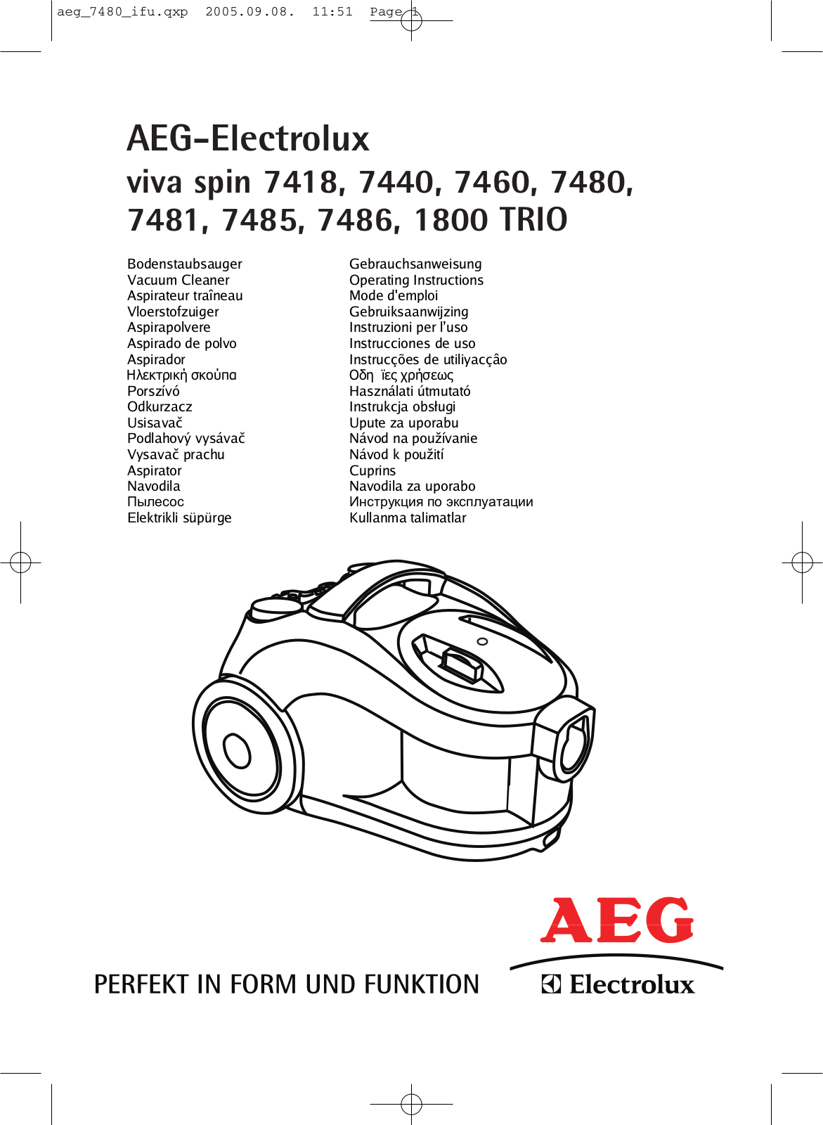 Aeg 7418, 7440, 7460, 7480, 7481 Operating Manual
