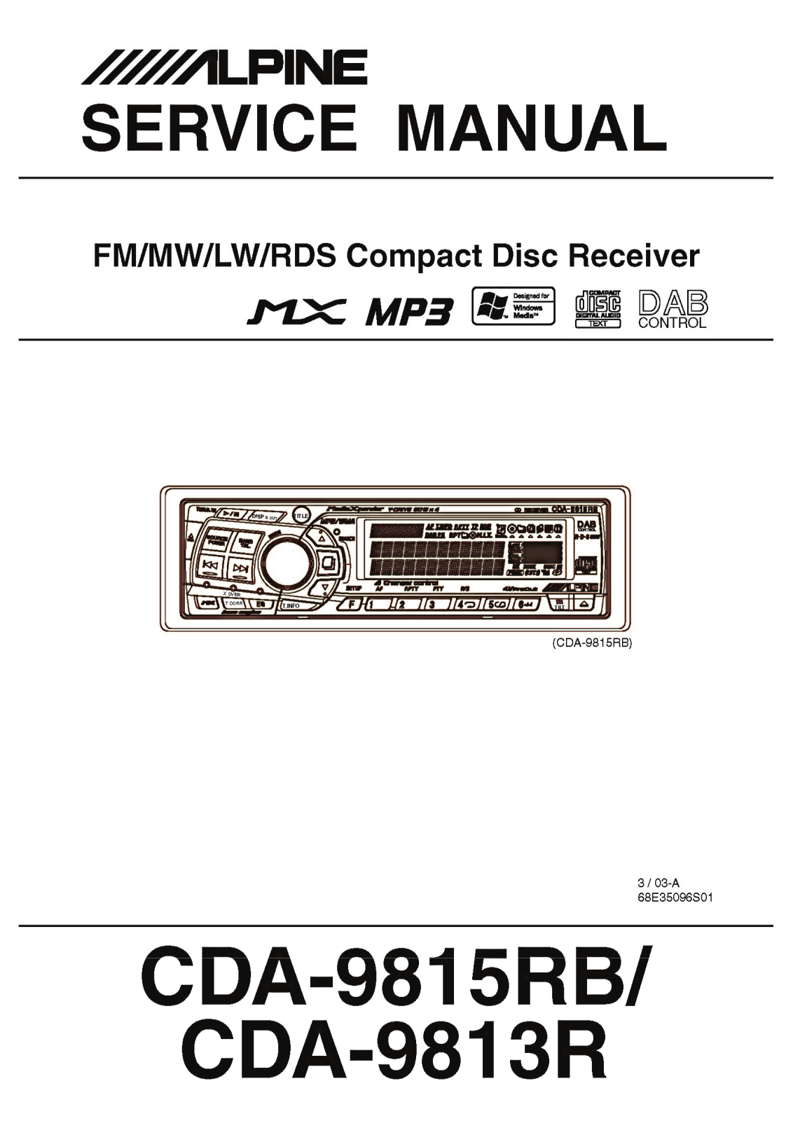 Alpine CDA-9815-RB Service Manual