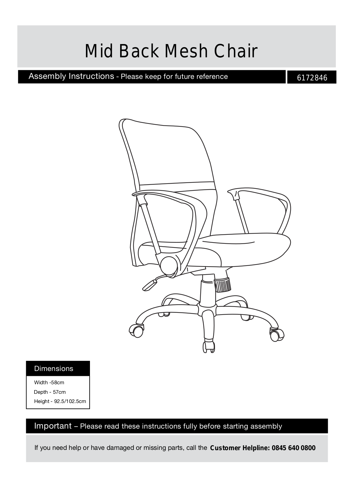 Argos 6172846 ASSEMBLY INSTRUCTIONS