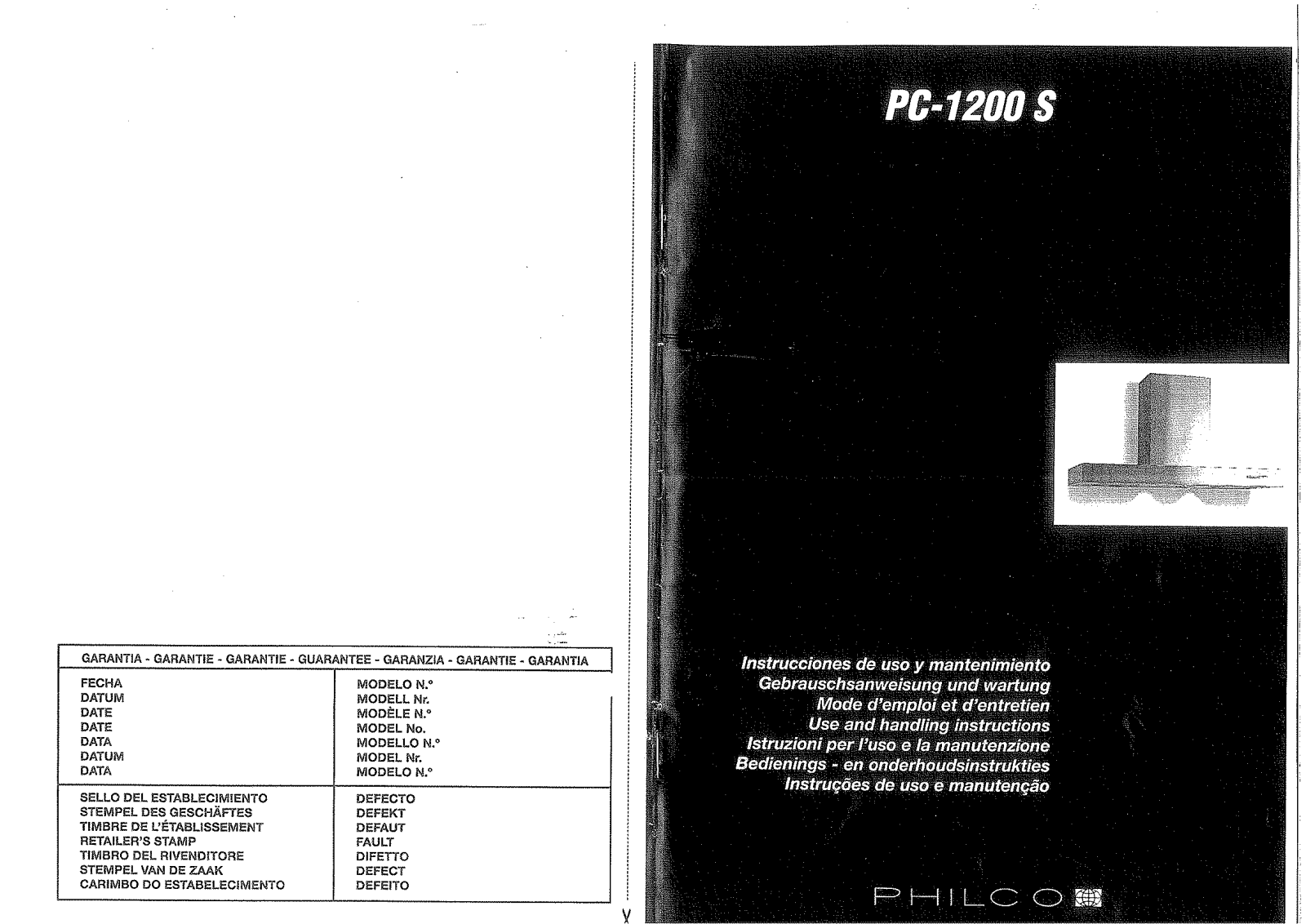 PHILCO PC-1200 S installation Guide