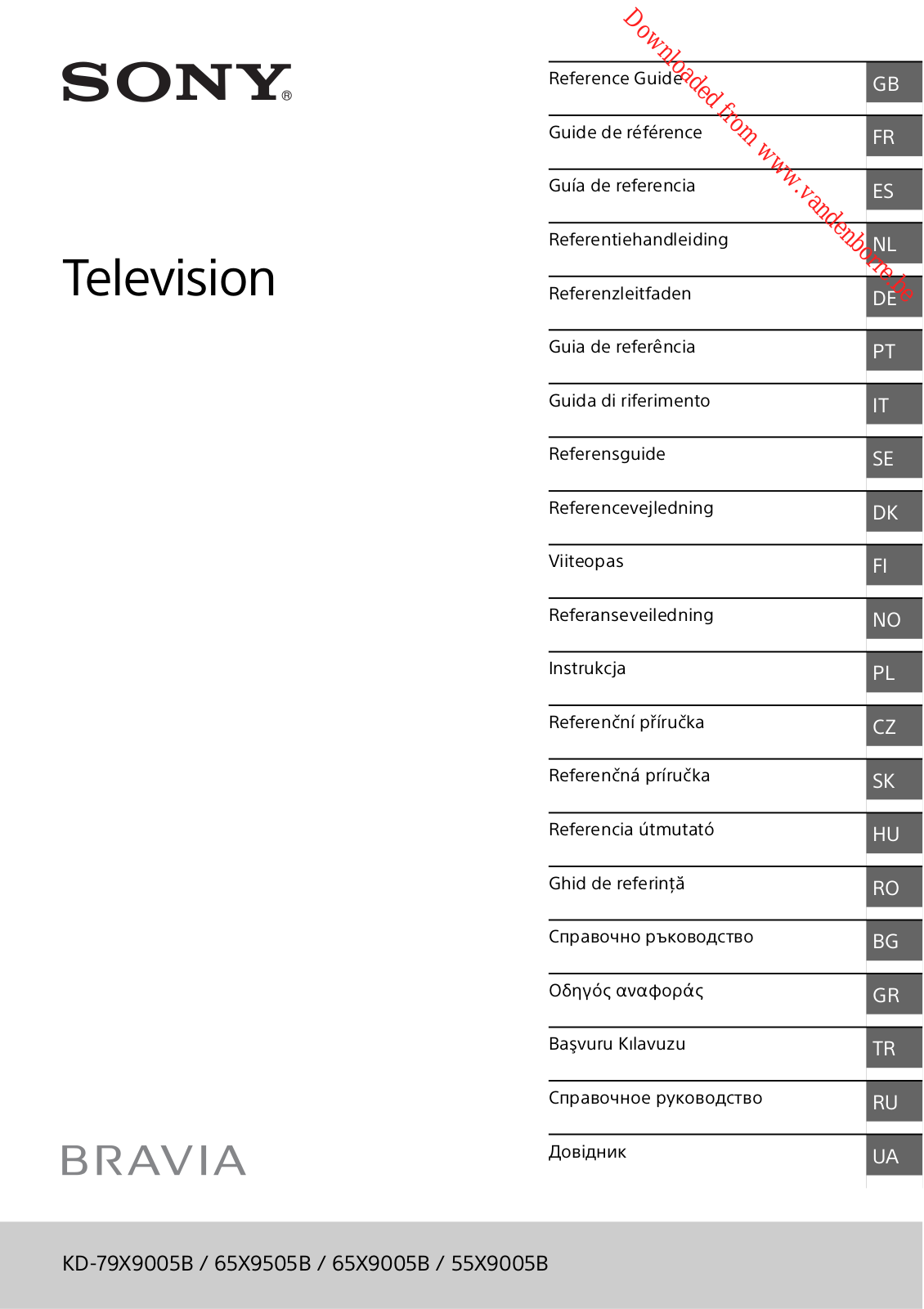 SONY KD55XE9305B User Manual