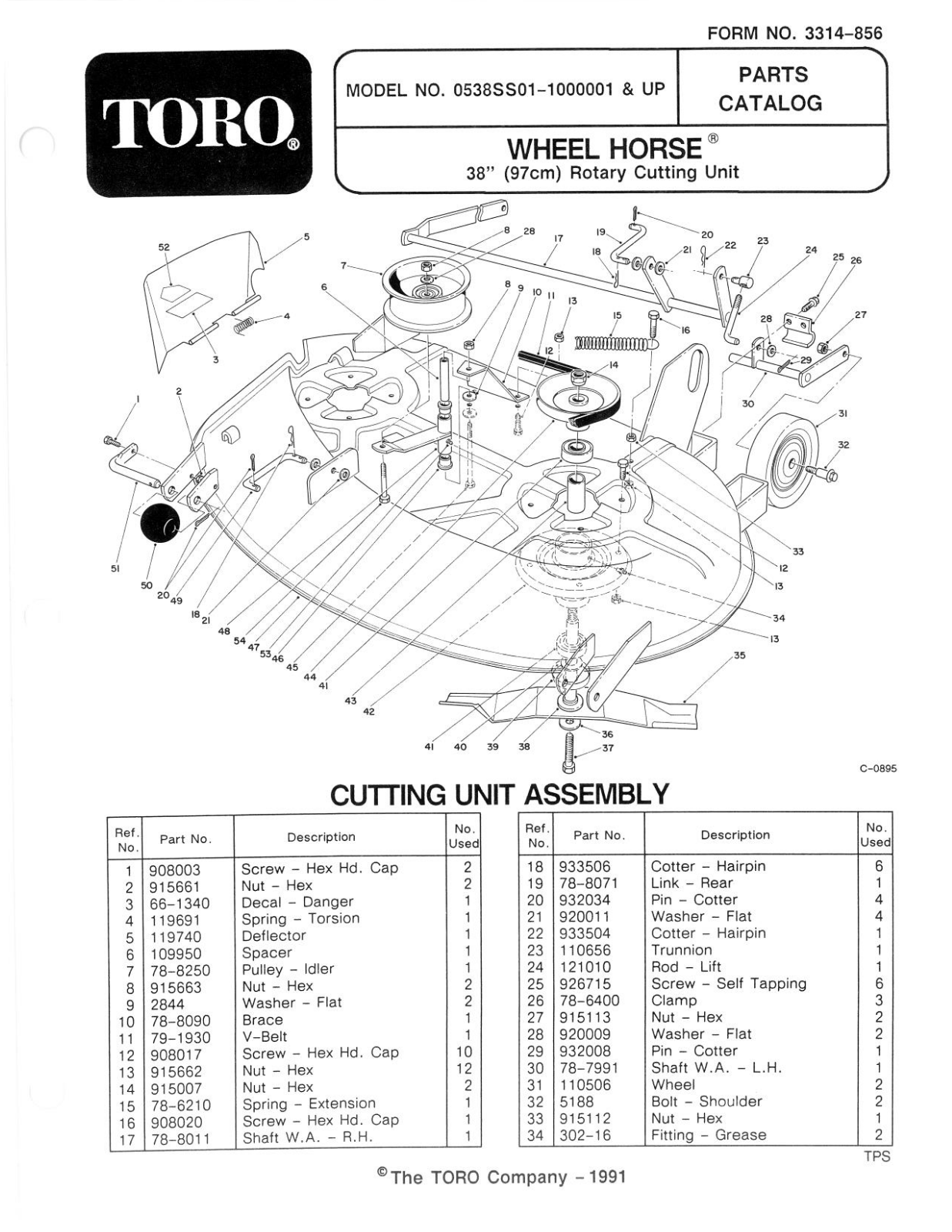 Toro 05-38SS01 Parts Catalogue