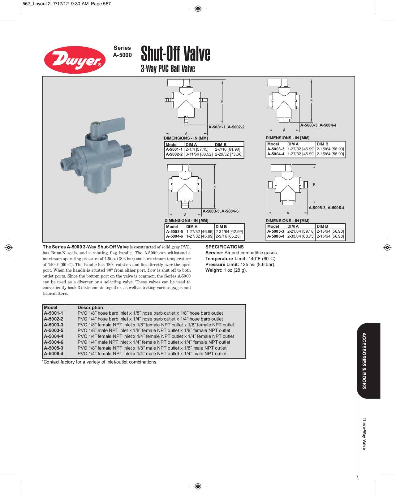 Dwyer Instruments Series A-5003 Catalog Page