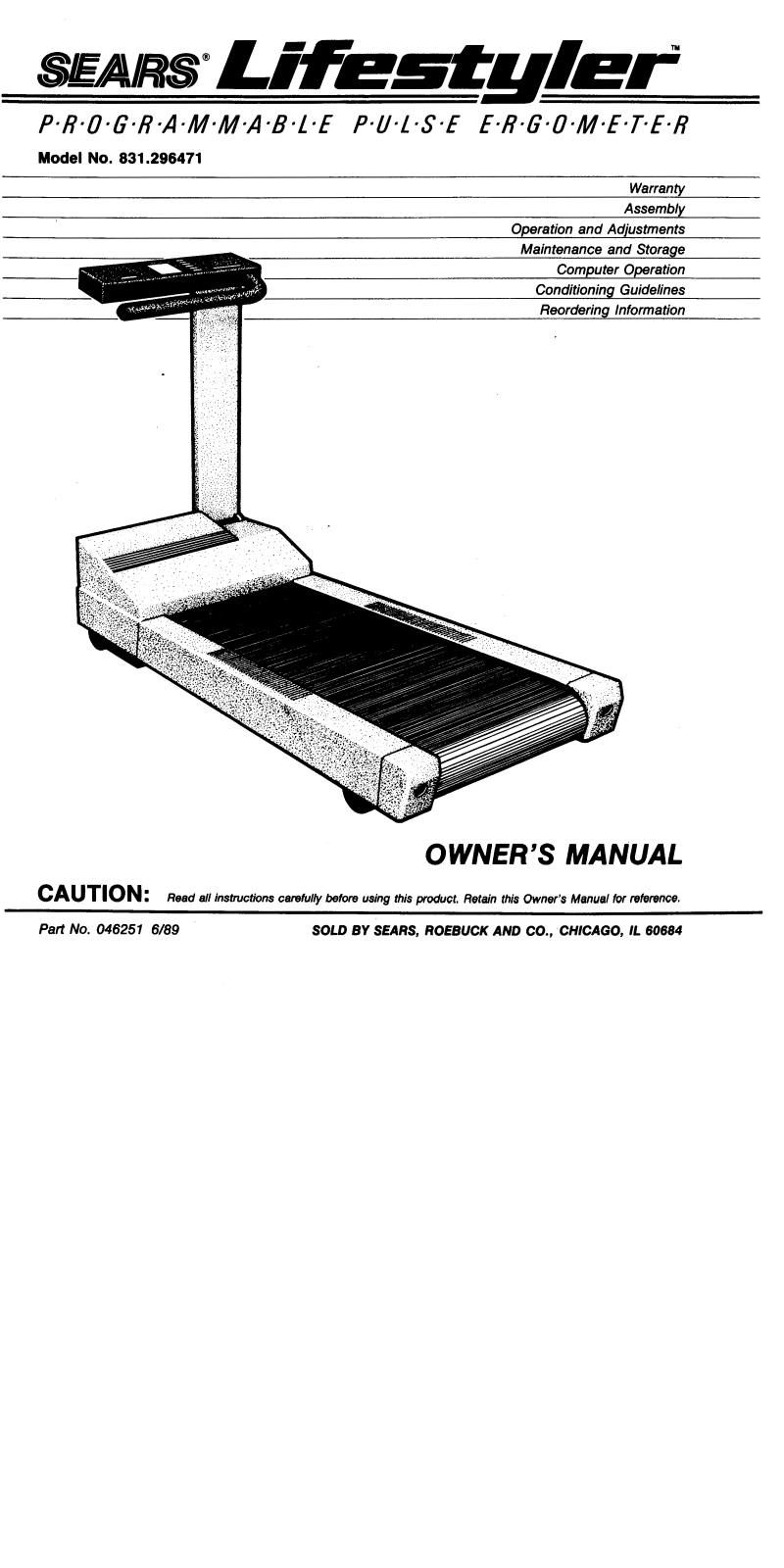 Lifestyler 831.296471 Owner's Manual