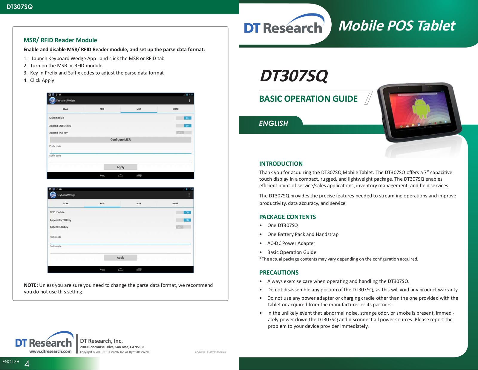 DT Research DT307SQ Basic Operation Manual