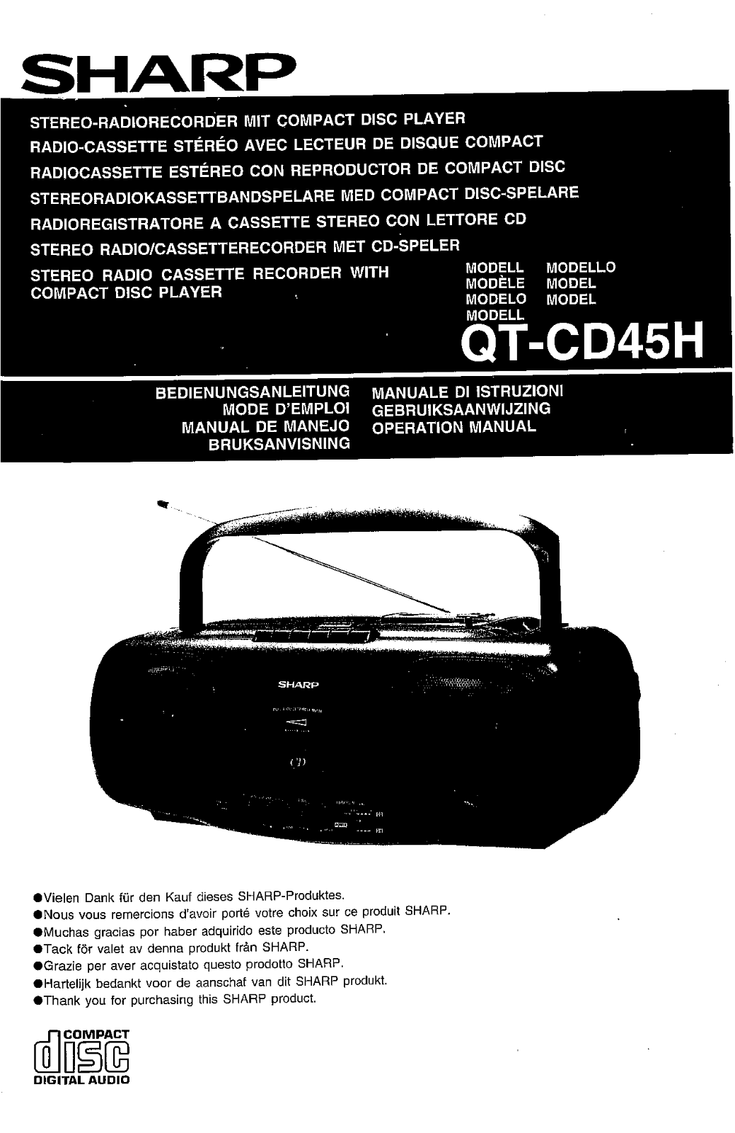 Sharp QT-CD45H User Manual