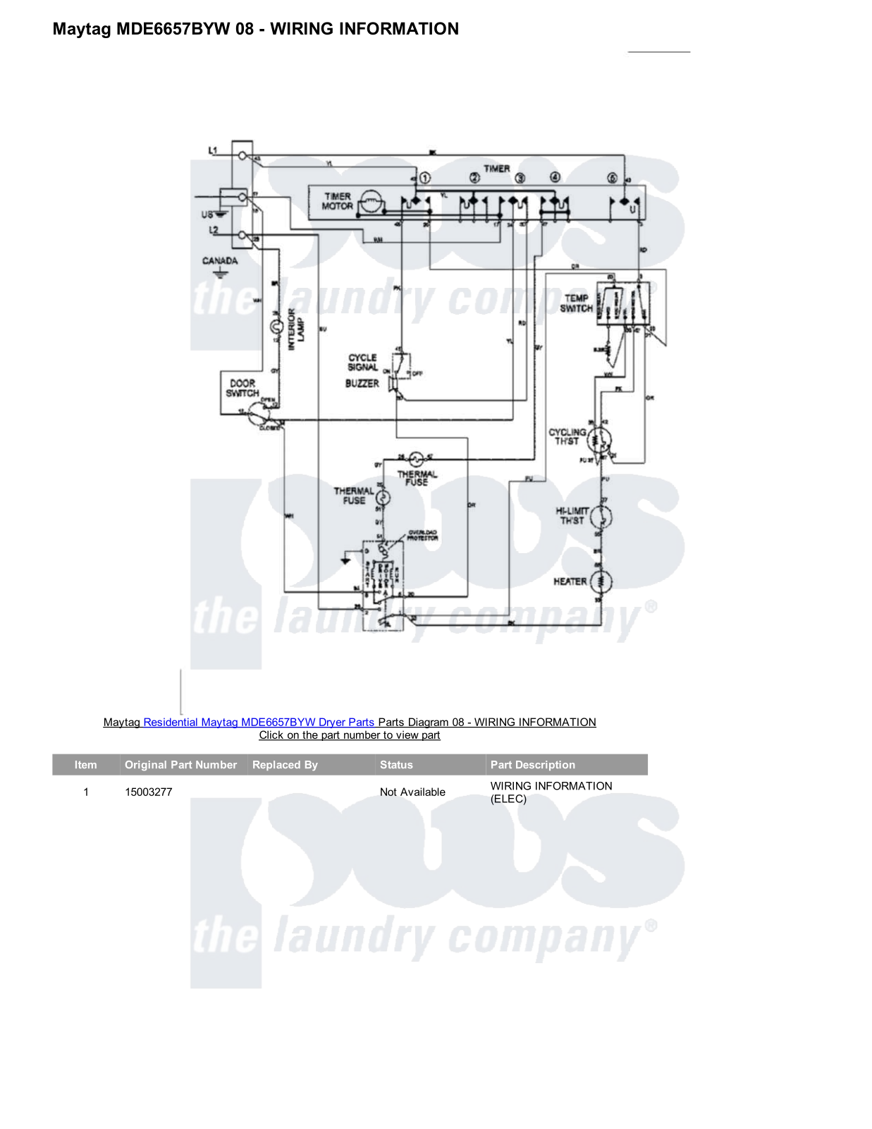 Maytag MDE6657BYW Parts Diagram