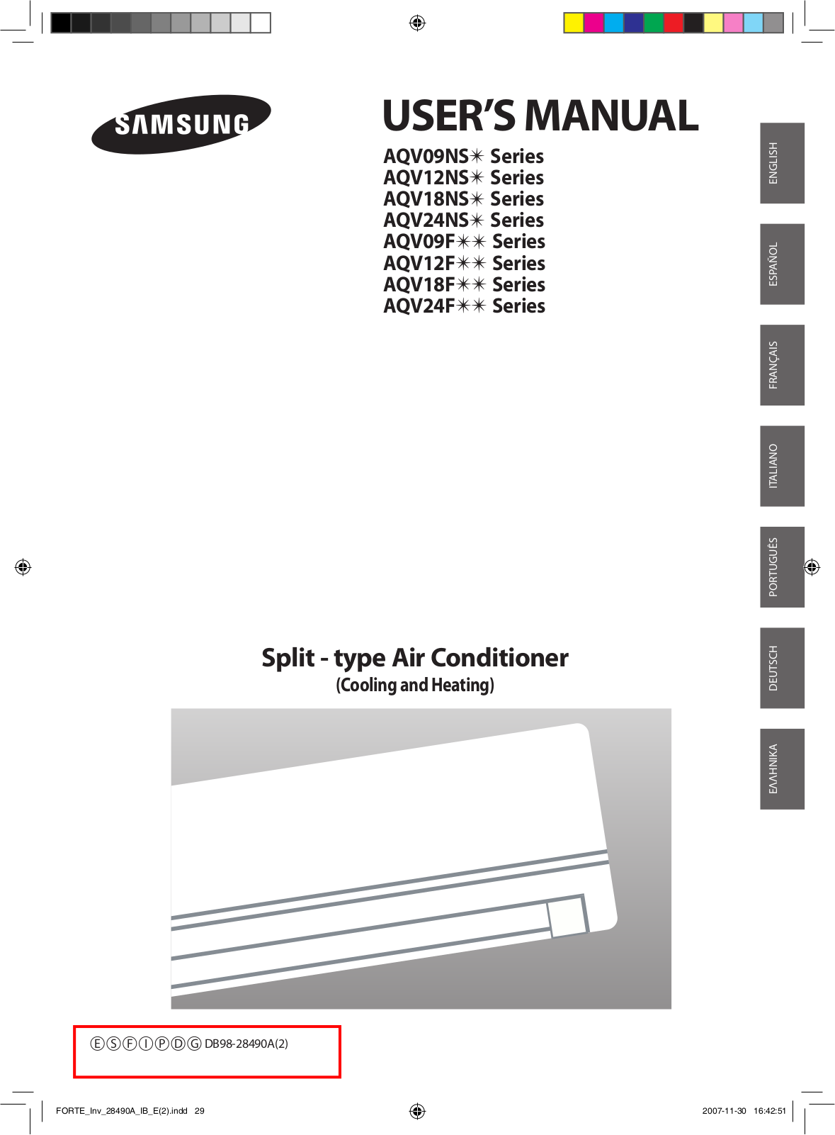 Samsung AQV18NSAN, AQV09NSBX, AQV12FCN, AQV24NSAN, AQV09FCN User Manual