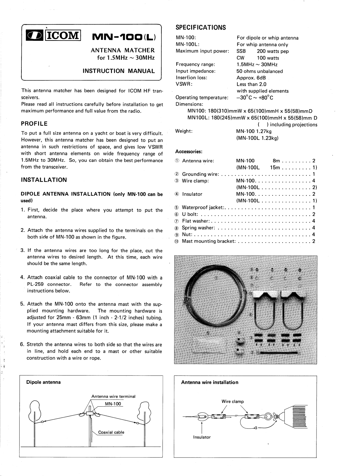 Icom MN-100-L User Manual