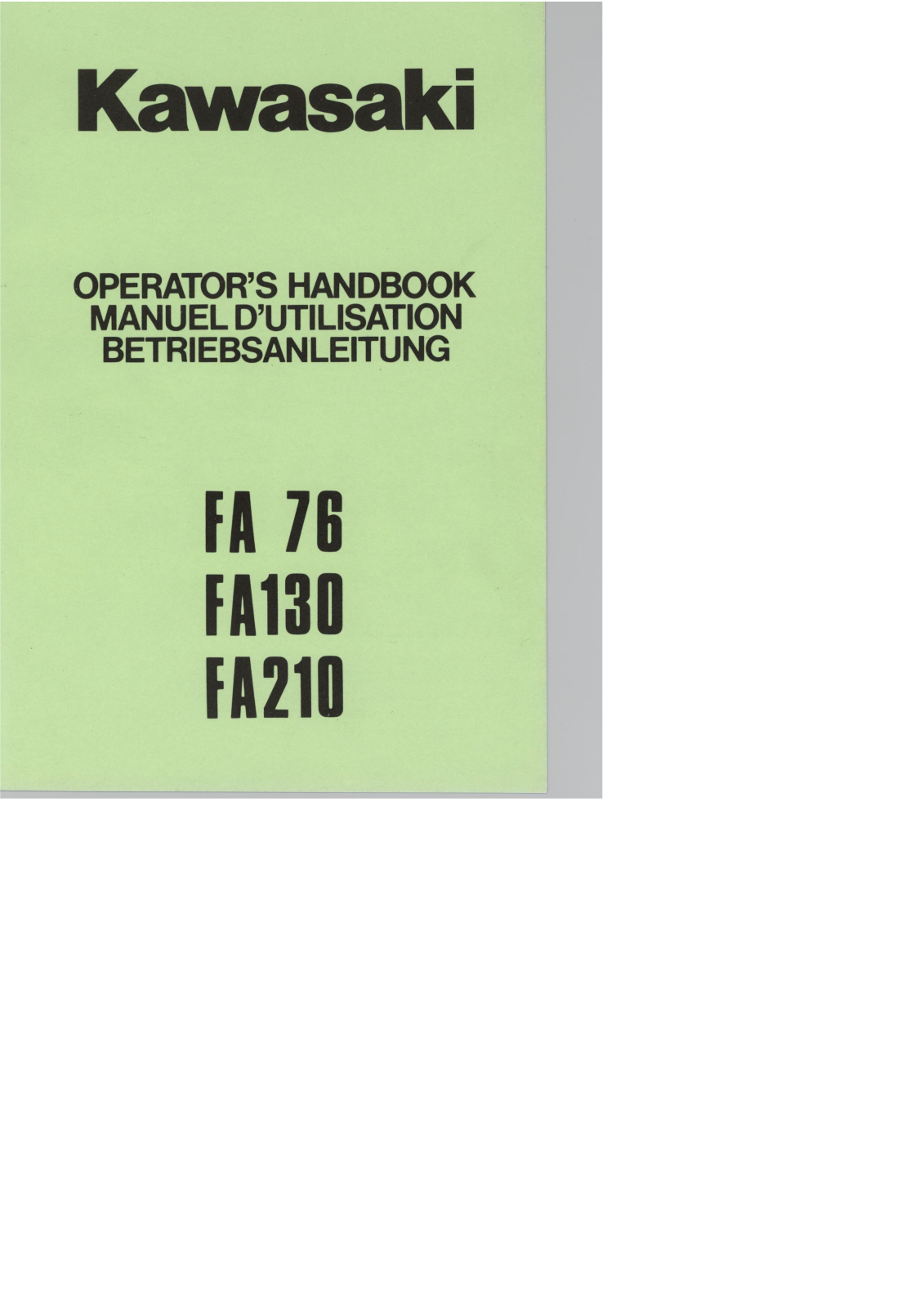Kawasaki FA210, FA 76, FA130 User Manual