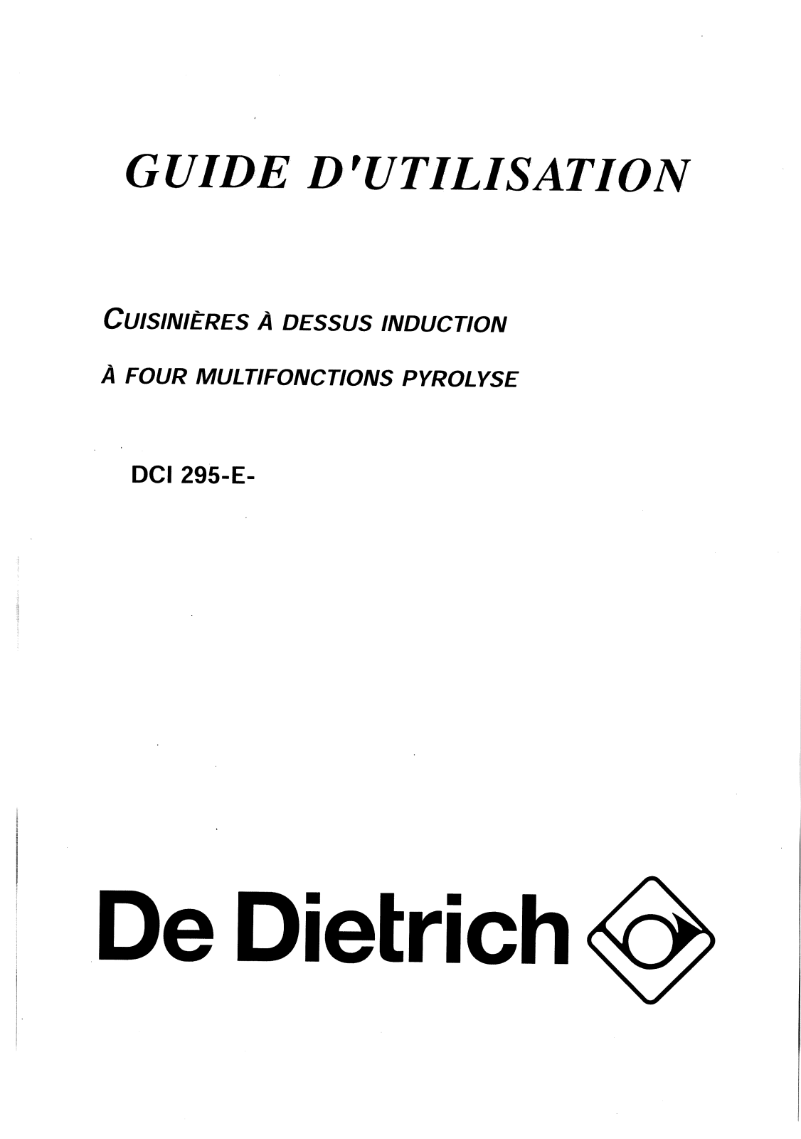 DE DIETRICH DCI295 User Manual