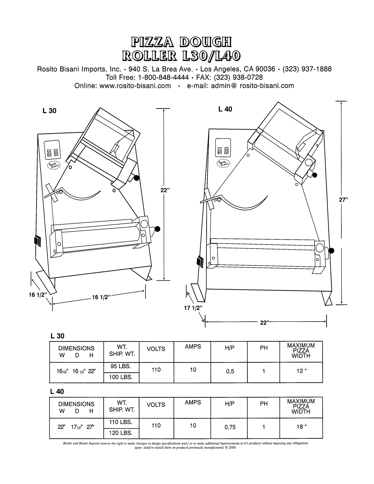 Rosito Basani L40 Service Manual