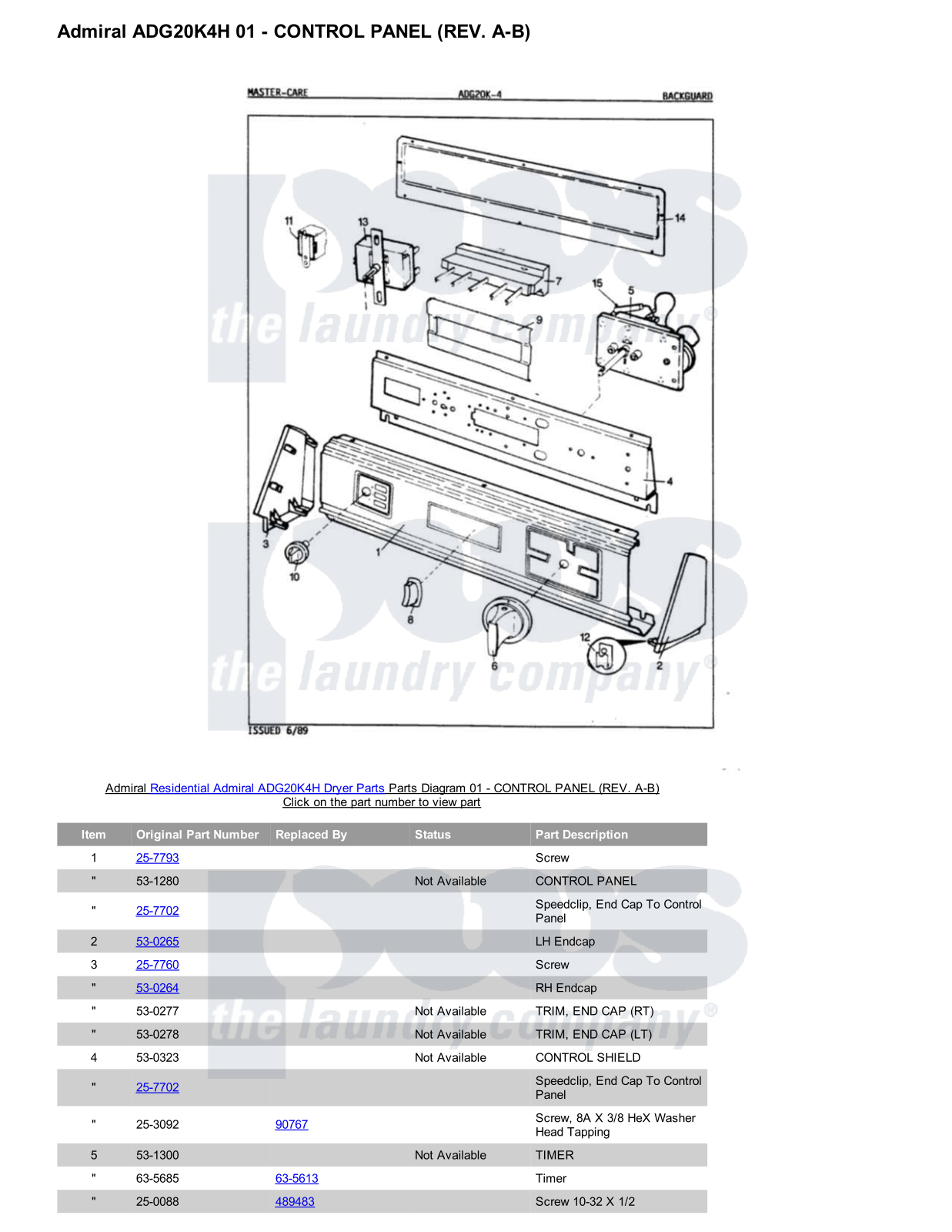 Admiral ADG20K4H Parts Diagram