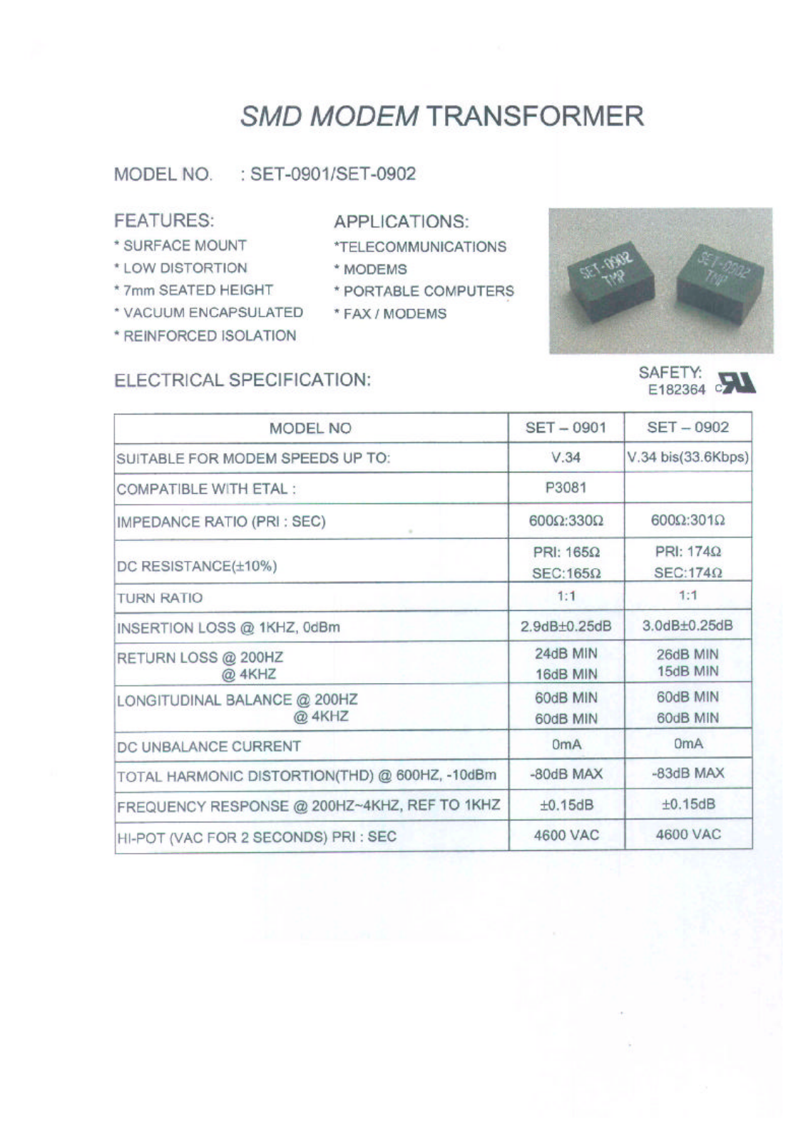 MICRO SET-0901, SET-0902 Datasheet