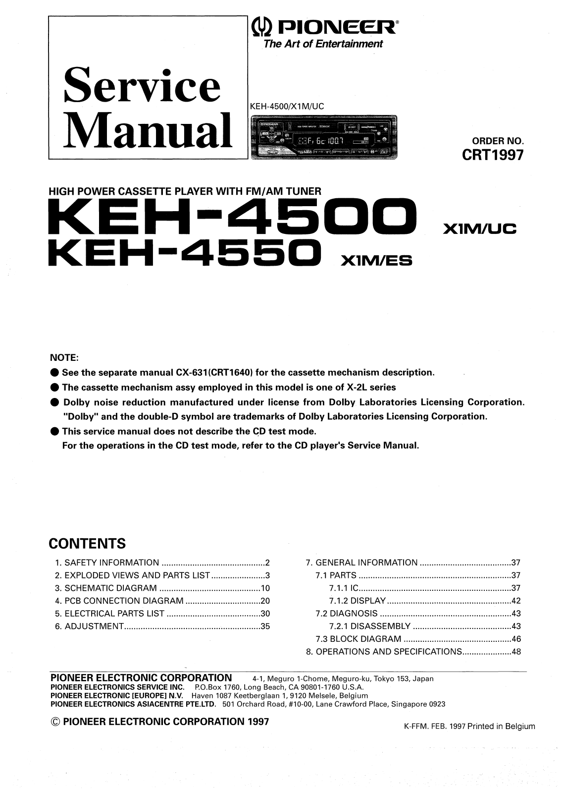 Pioneer KEH-4500, KEH-4550 Service Manual