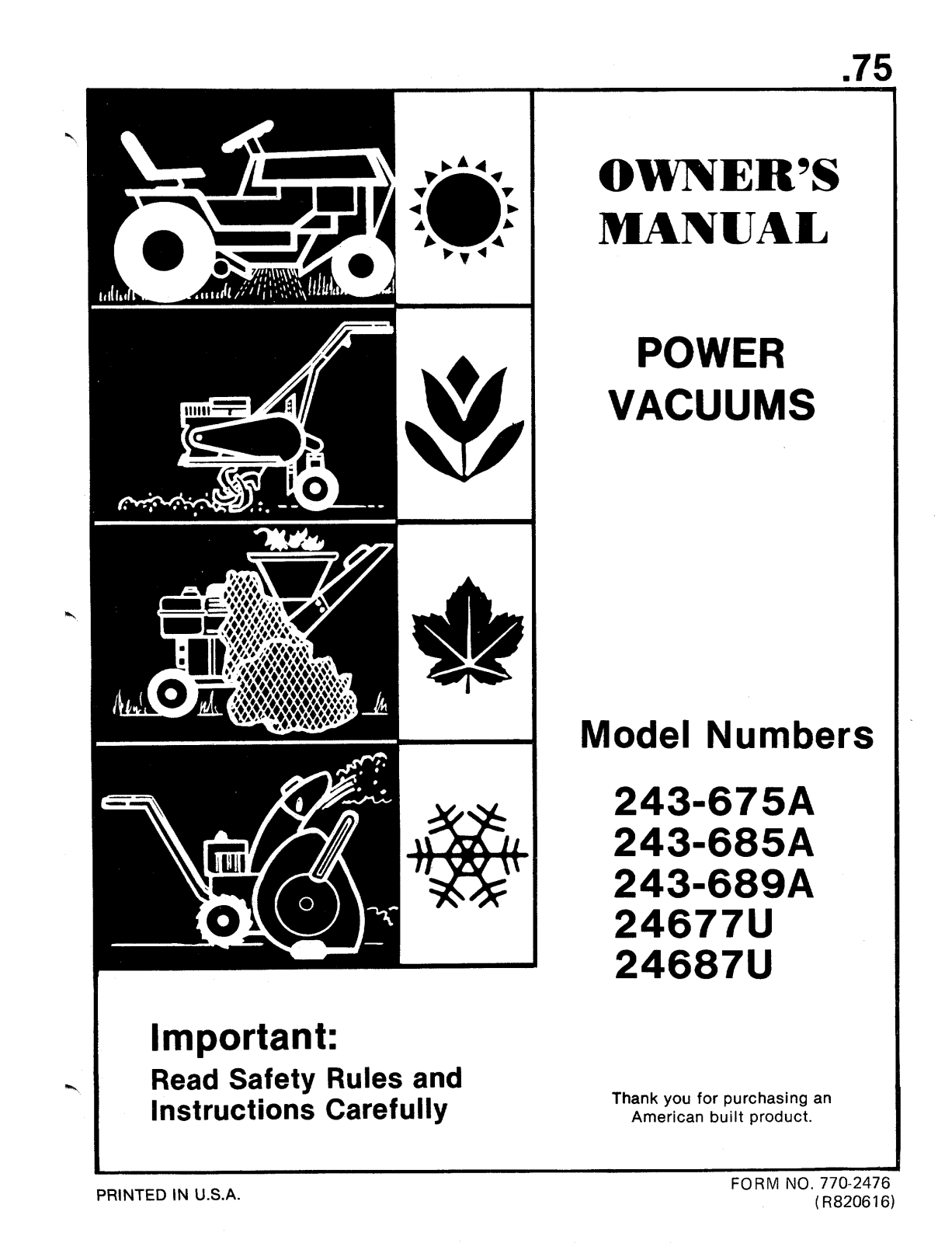 MTD 24687U, 243-675A, 24677U User Manual