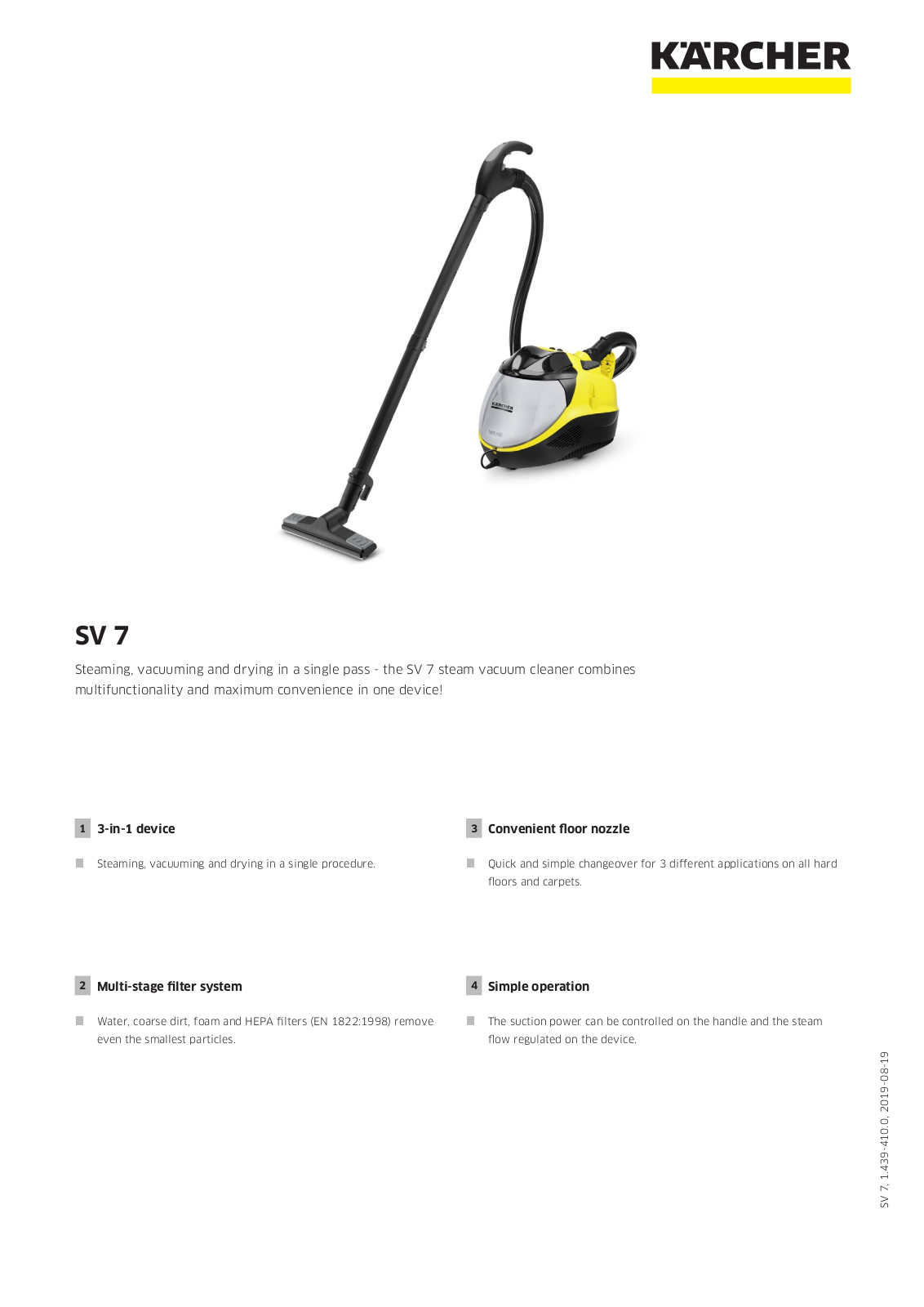 Karcher SV 7 Specifications Sheet