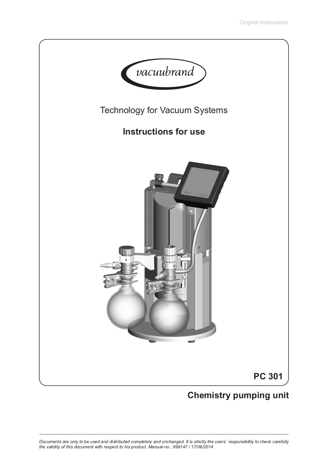 VACUUBRAND PC 301 User Manual