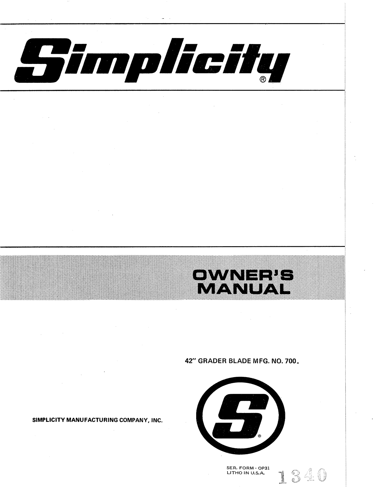 Simplicity 700 User Manual