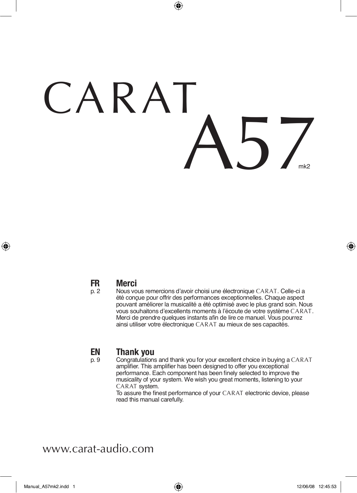 Carat A57 mk2 User guide - ManualMachine.com