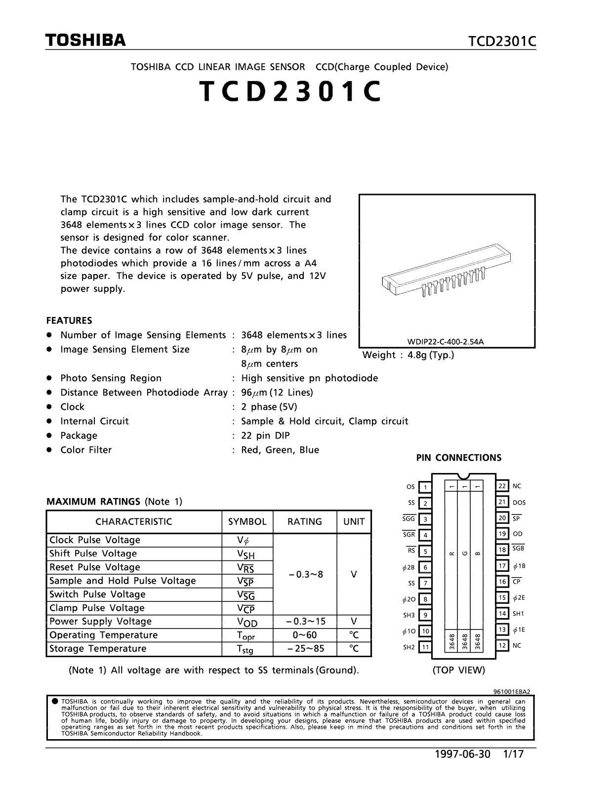 Toshiba TCD2301C Datasheet