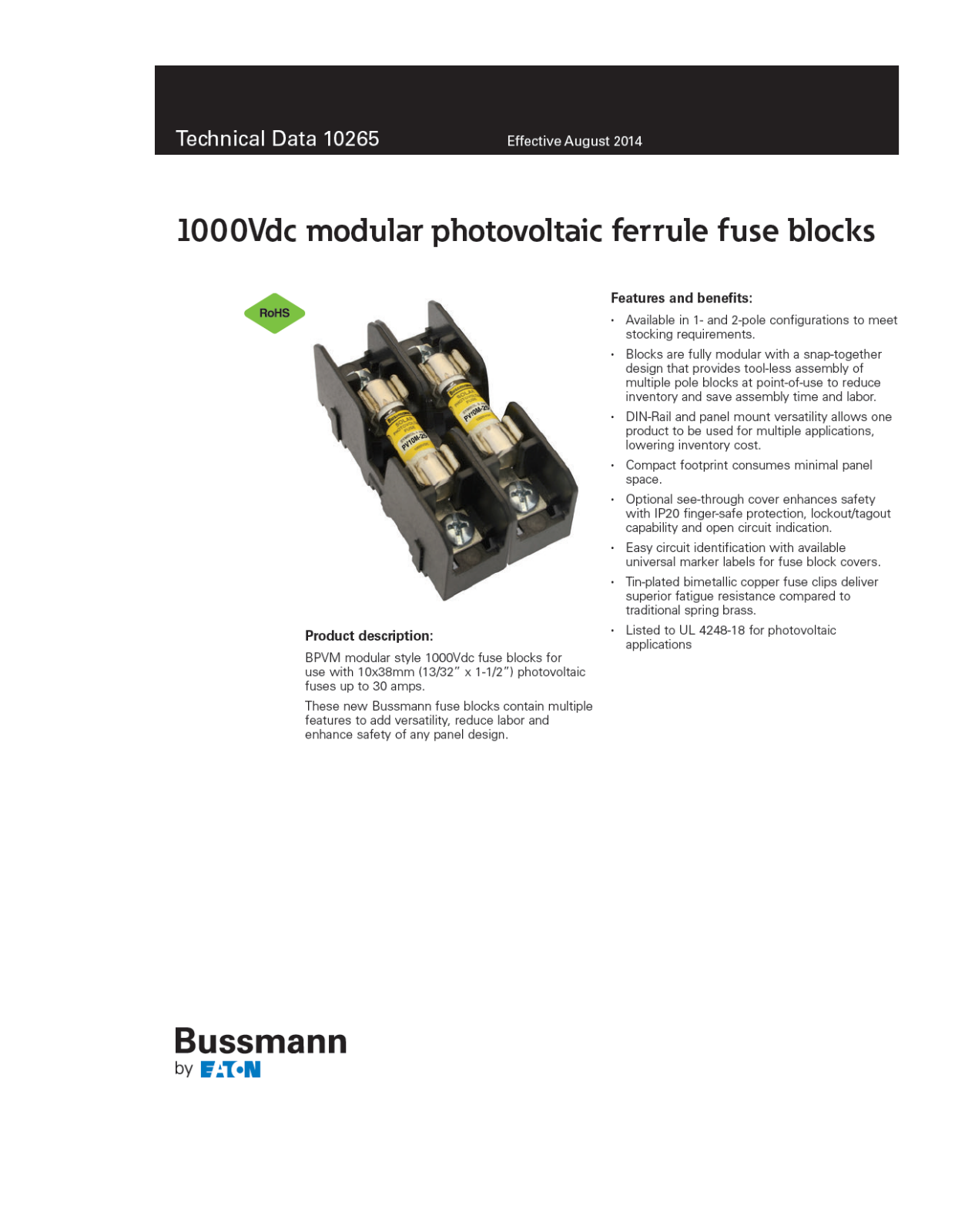 Bussmann BPVM Data Sheet