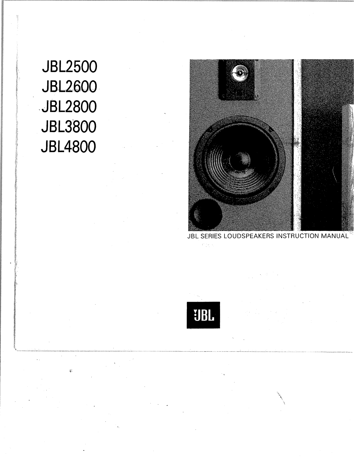 Jbl 4800, 3800, 2600, 2500, 2800 Owners Manual