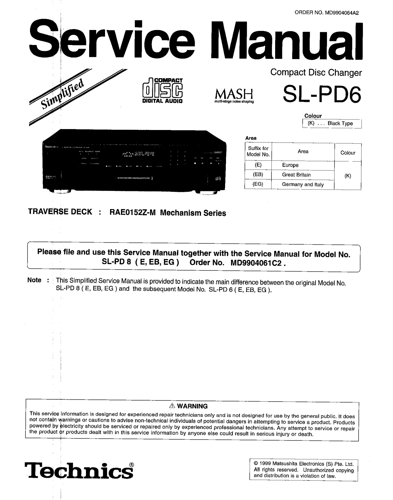 Panasonic SLPD-6, SLPD-6 Service manual