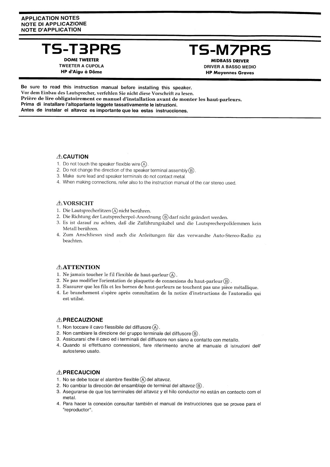 Pioneer TS-T3PRS, TS-M7PRS User Manual