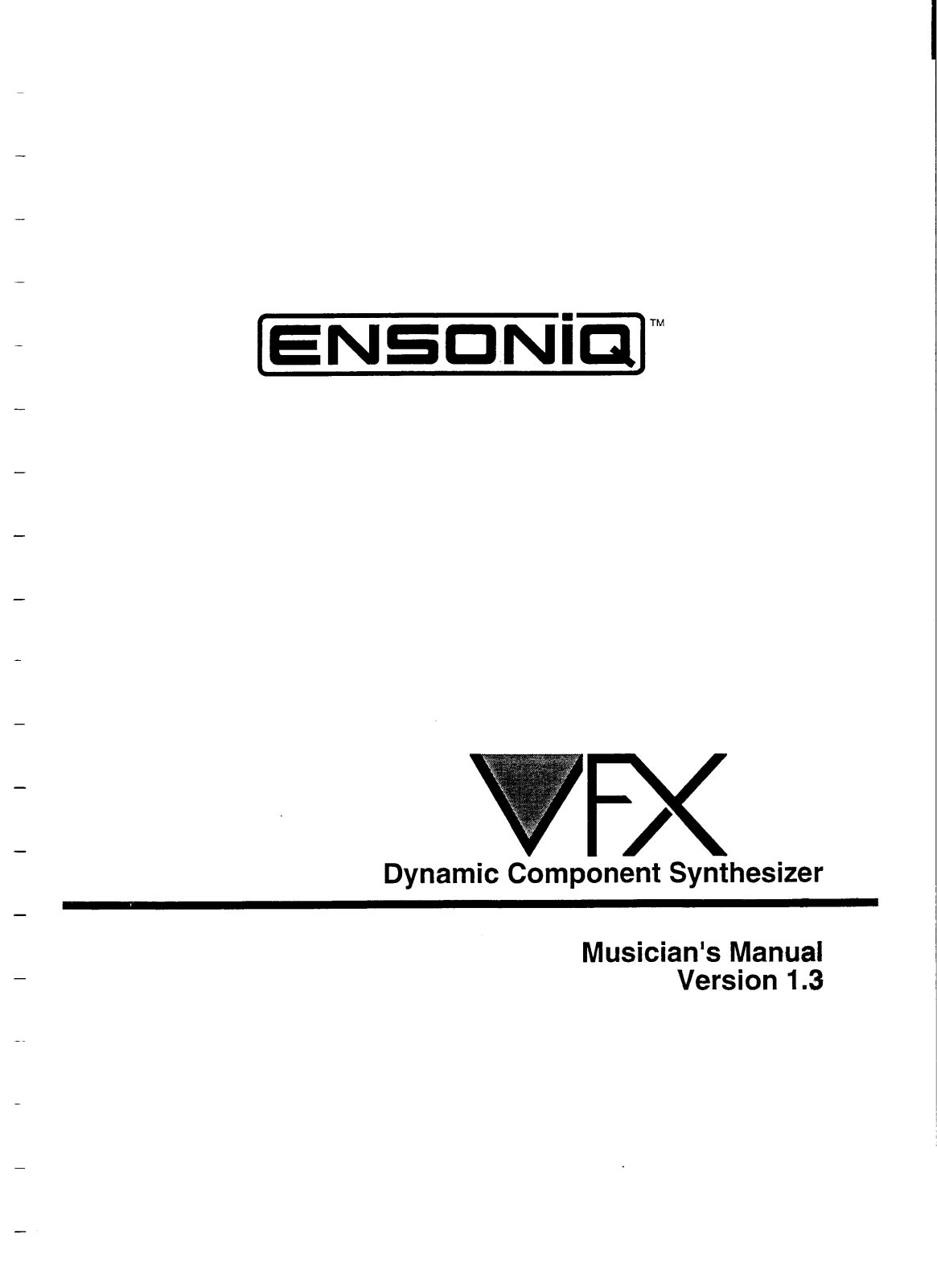 Ensoniq VFX User Manual