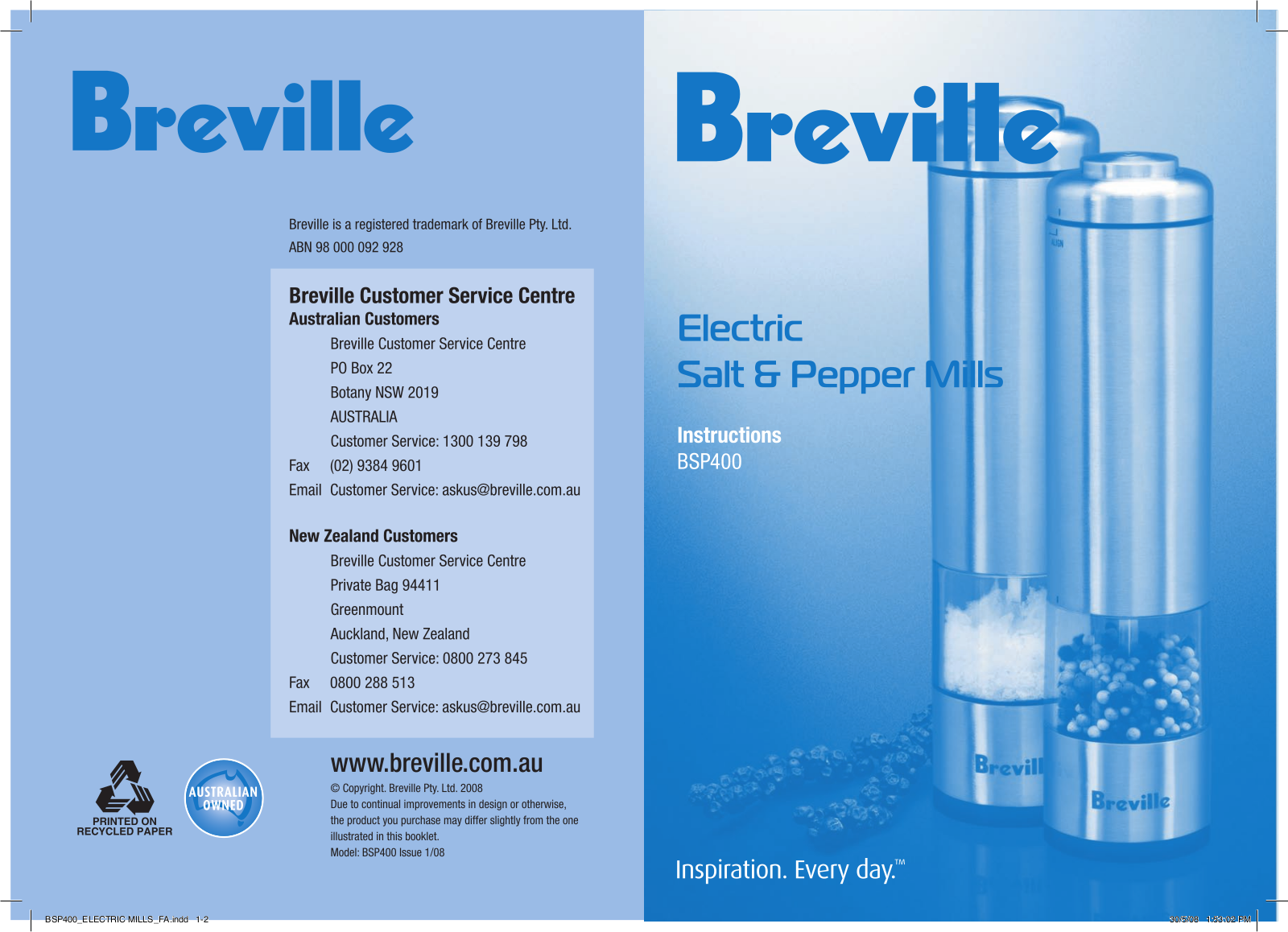 Breville BSP400 User Manual