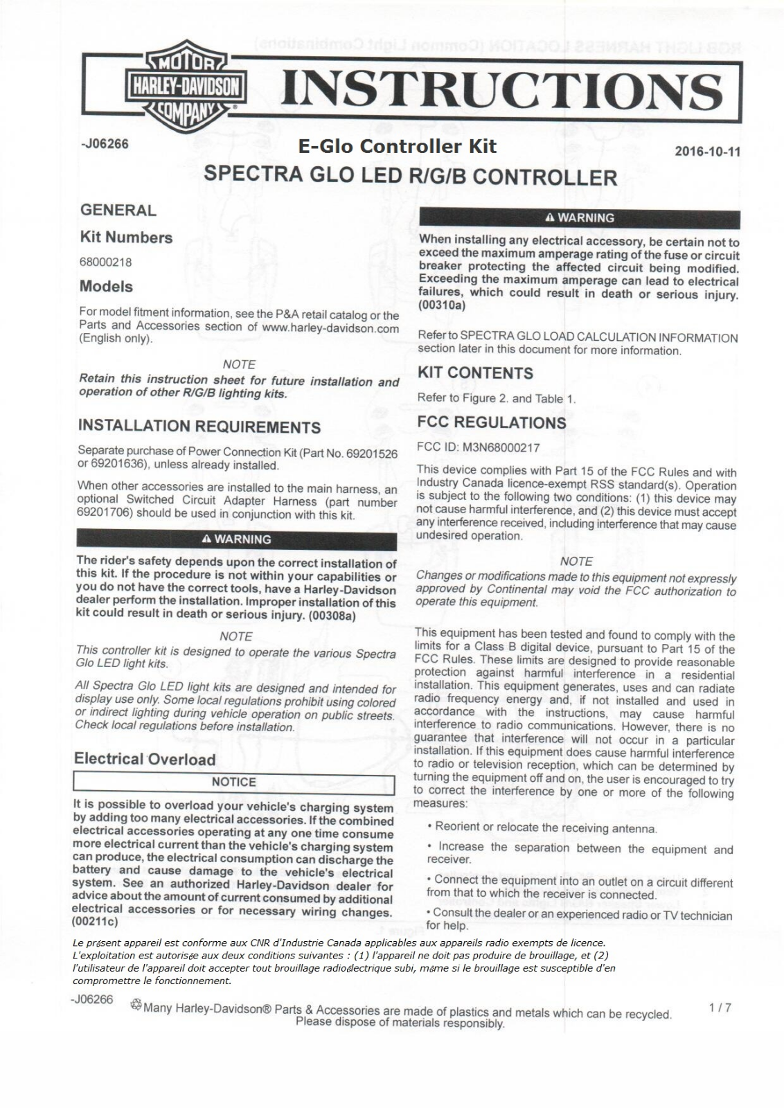 Continental 68000217 User Manual