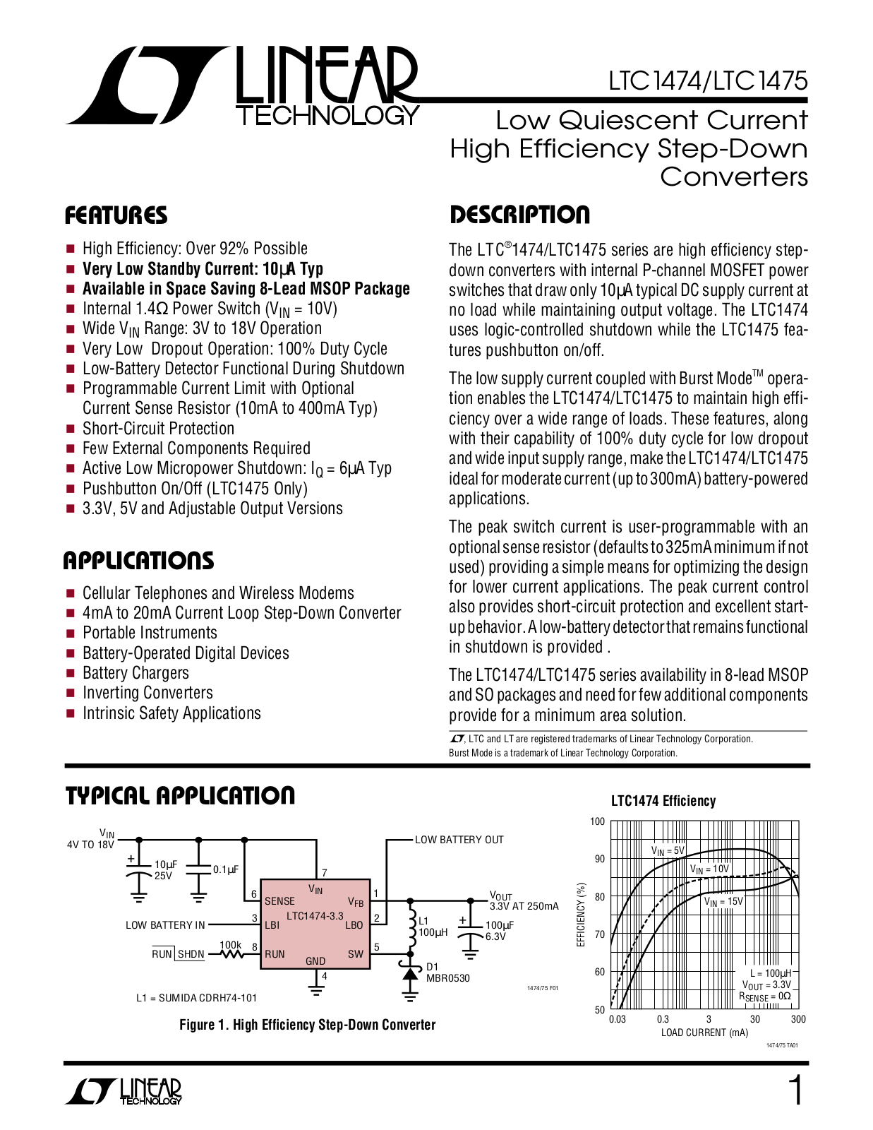 Linear Technology LTC1475 Datasheet