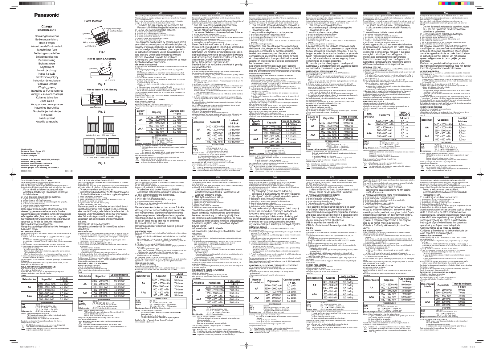 Panasonic BQ-CC17 User guide