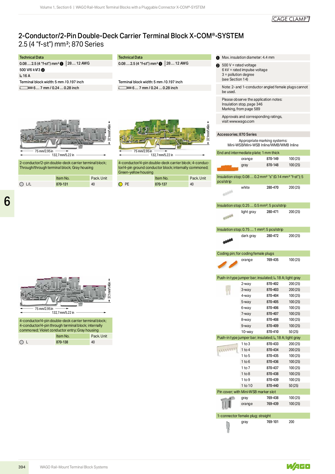 Wago 870 Series Catalog Page