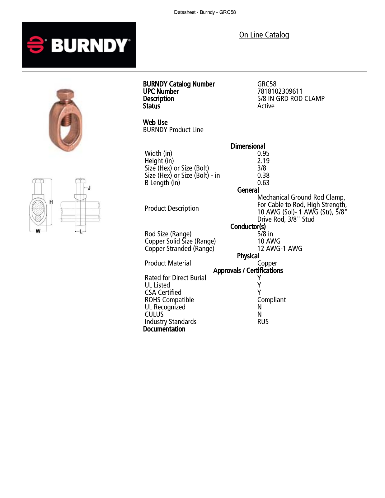 Burndy GRC58 Data Sheet