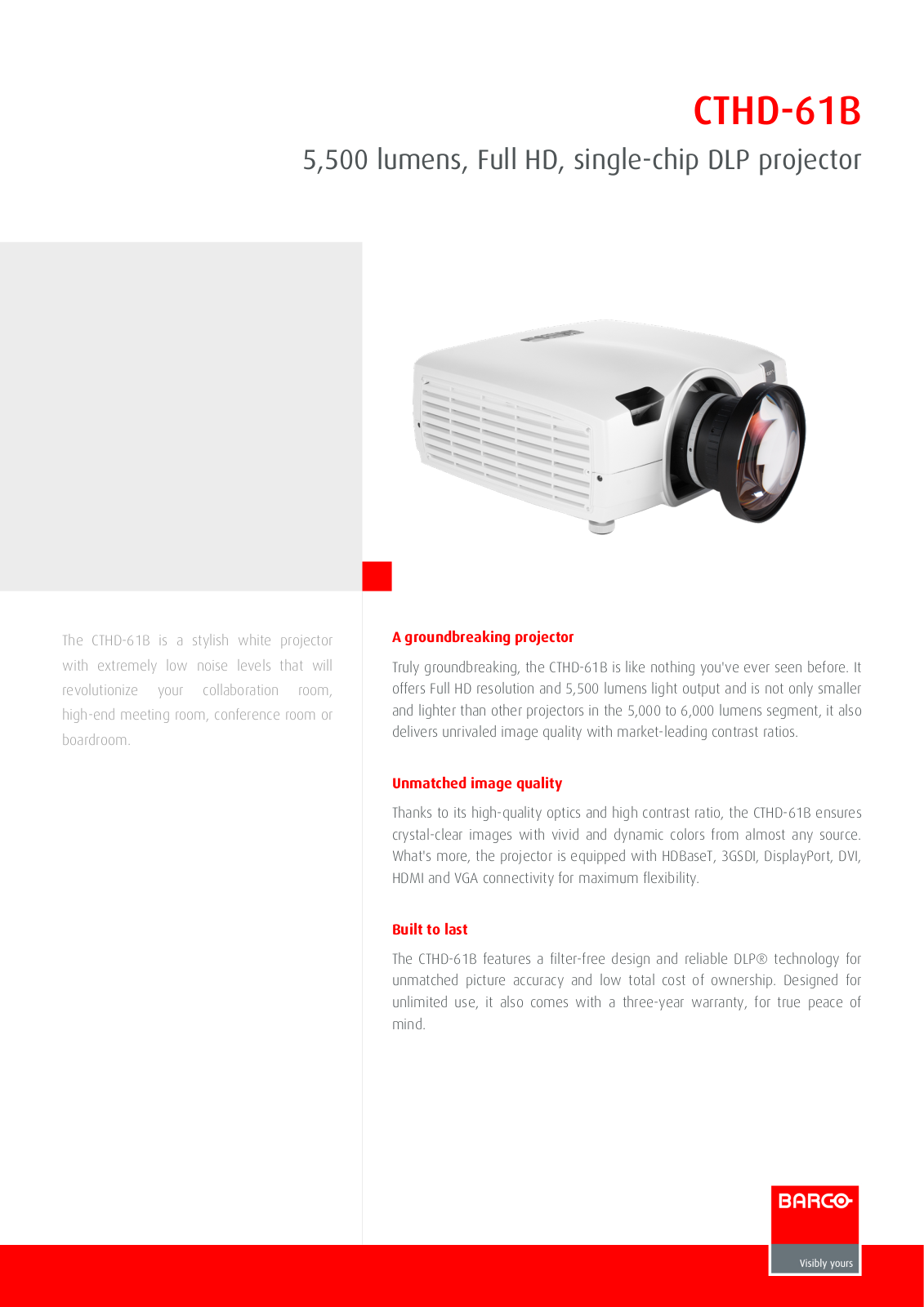 Barco CTHD-61B Product Sheet