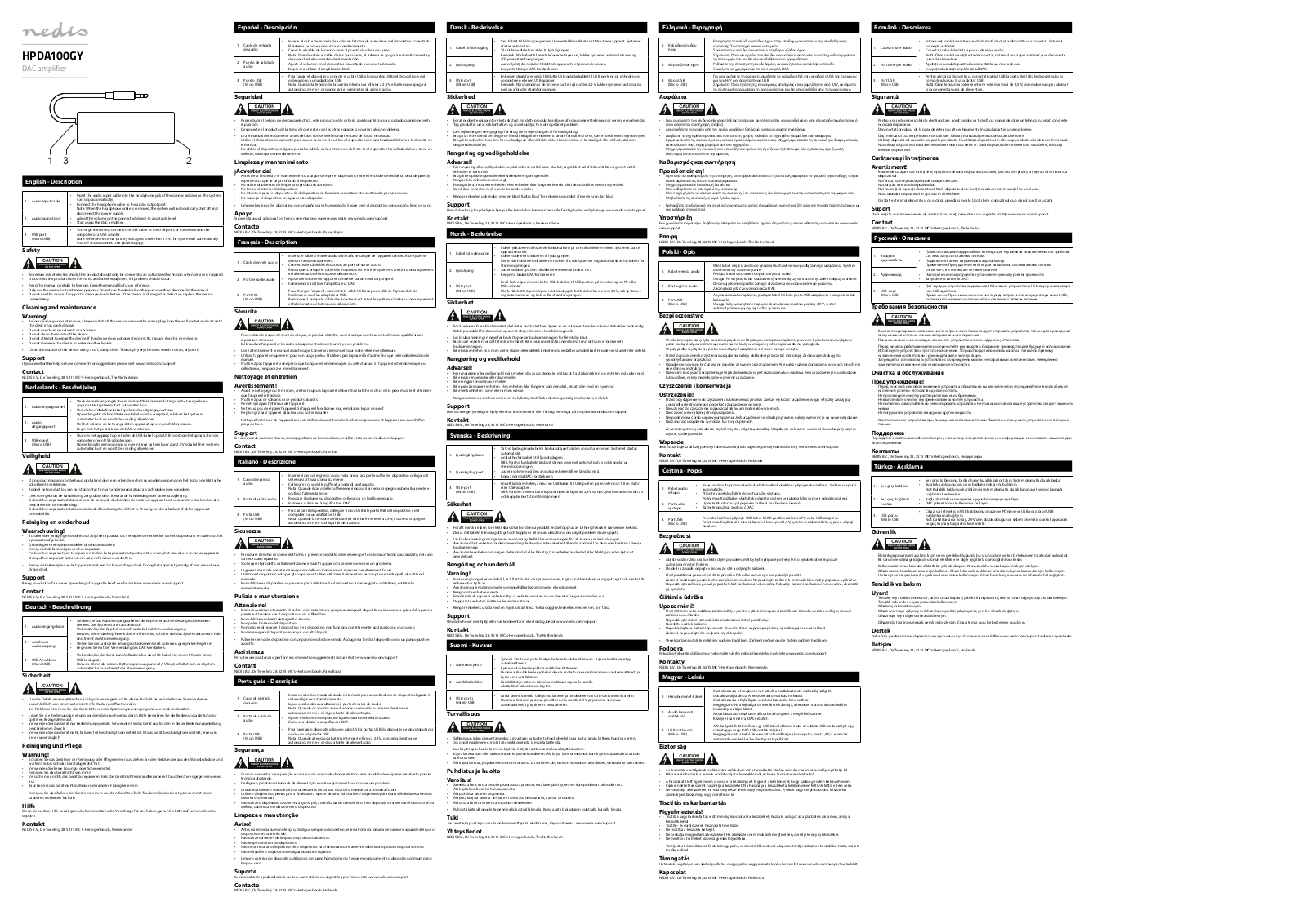 Nedis HPDA100GY operation manual