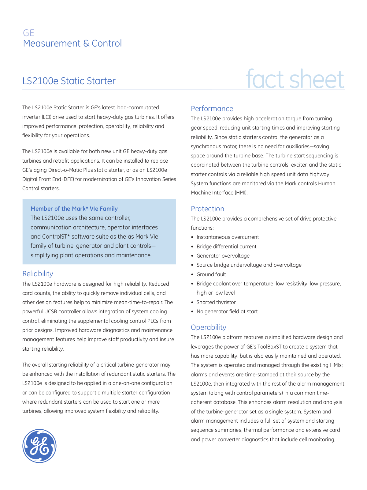 GE LS2100e Fact Sheet