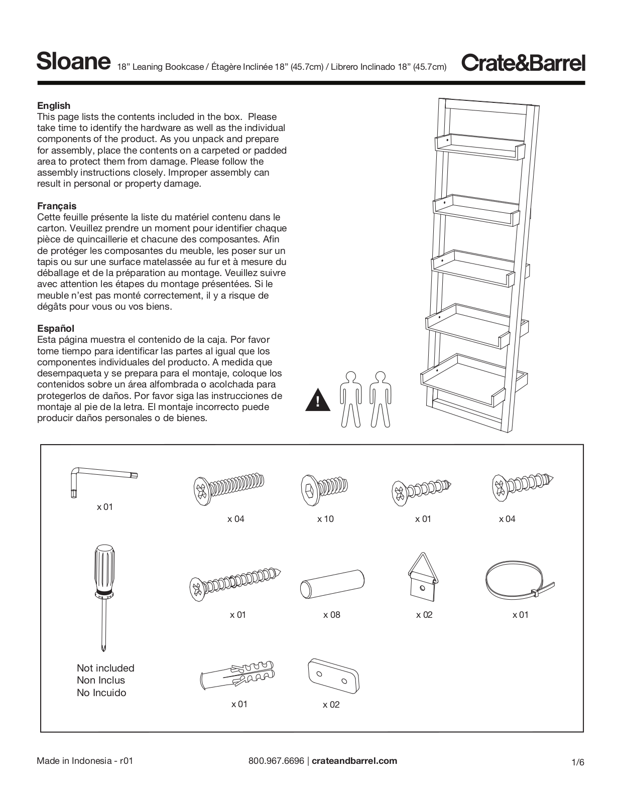 Crate & Barrel Sloane Leaning Desk with 18 Bookcases Assembly Instruction