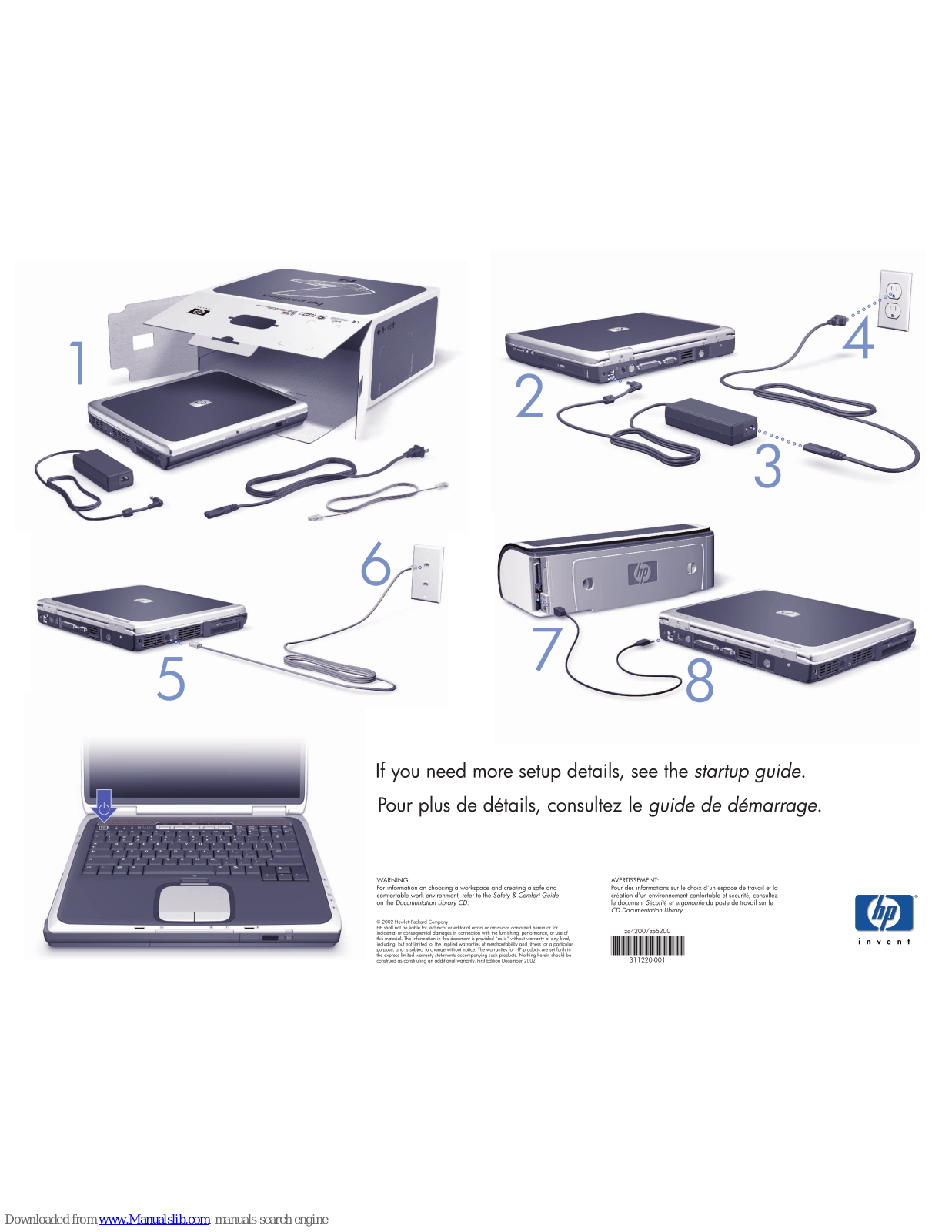 HP Pavilion ZE5236, Pavilion XT545, Pavilion ZE5240, Pavilion ZE5250, Pavilion ZE5270 Quick Setup Manual